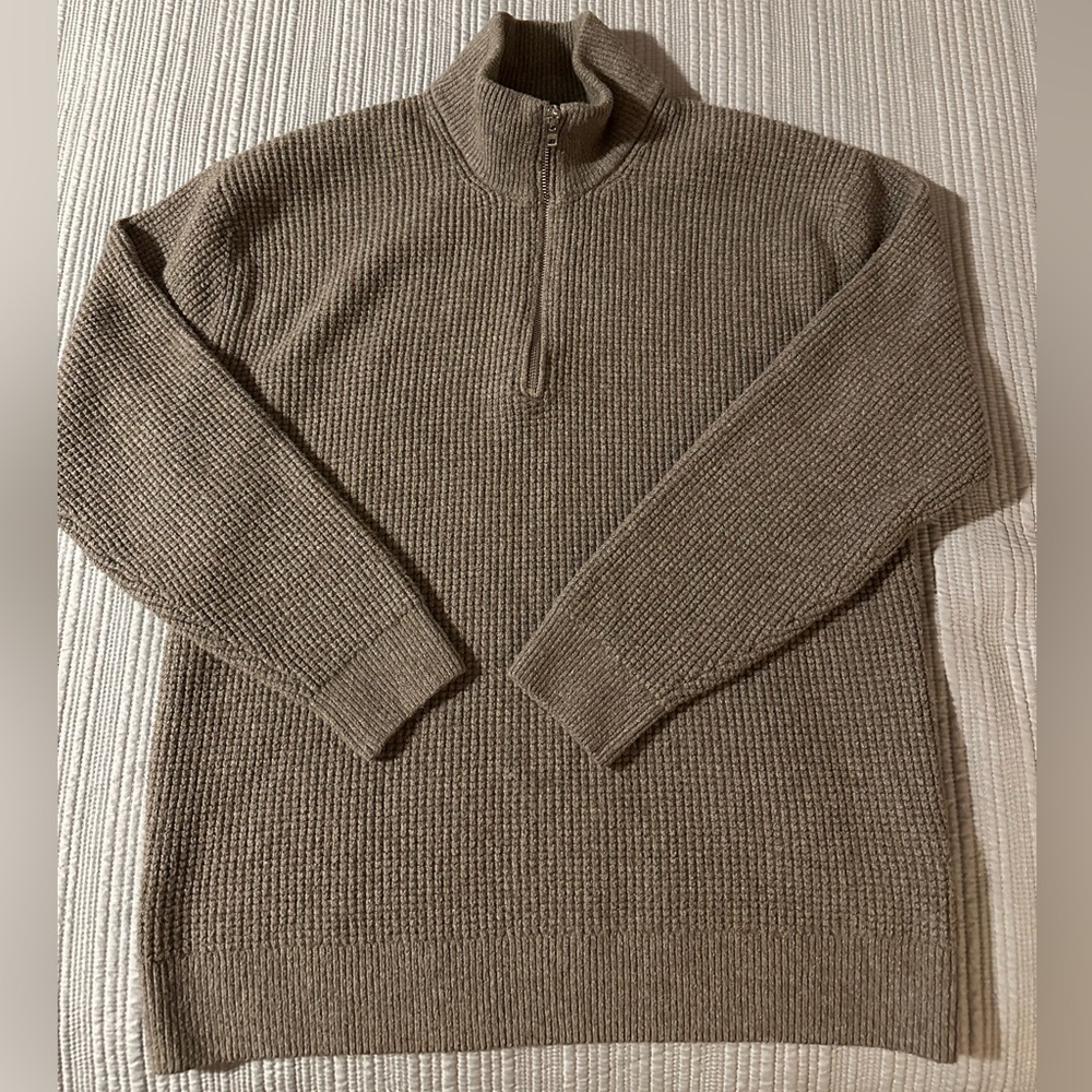 Abercrombie & Fitch soft A&F mens quarter zip waffle knitpullover sweater sz med - Picture 3 of 6